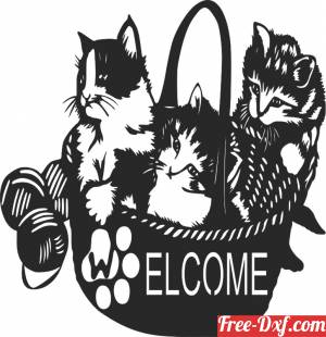 download Cats Welcome in cart free ready for cut